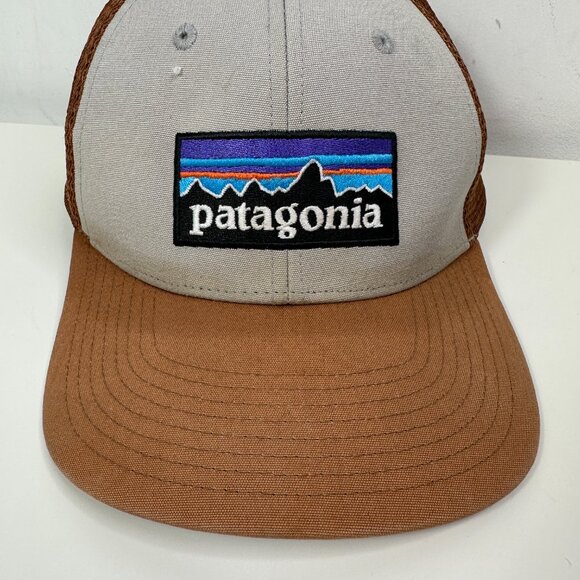 Mens Patagonia Baseball Trucker Hat Tan/Brown Mesh Snapback - Picture 2 of 9